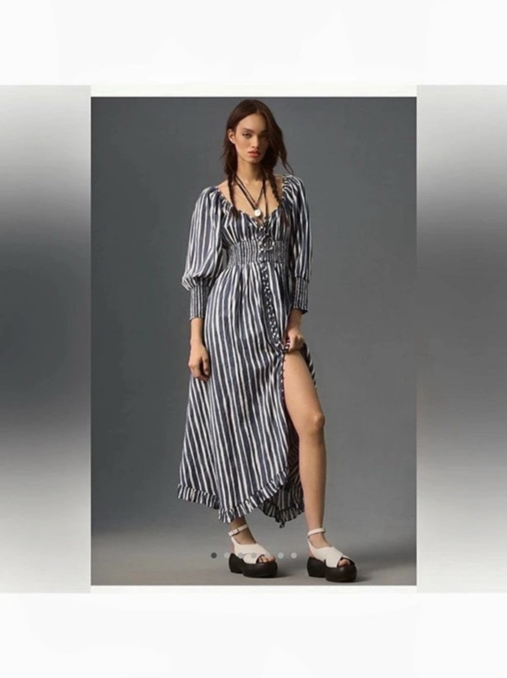 Anthropology Striped Maxi Dress in Blue & White Like New